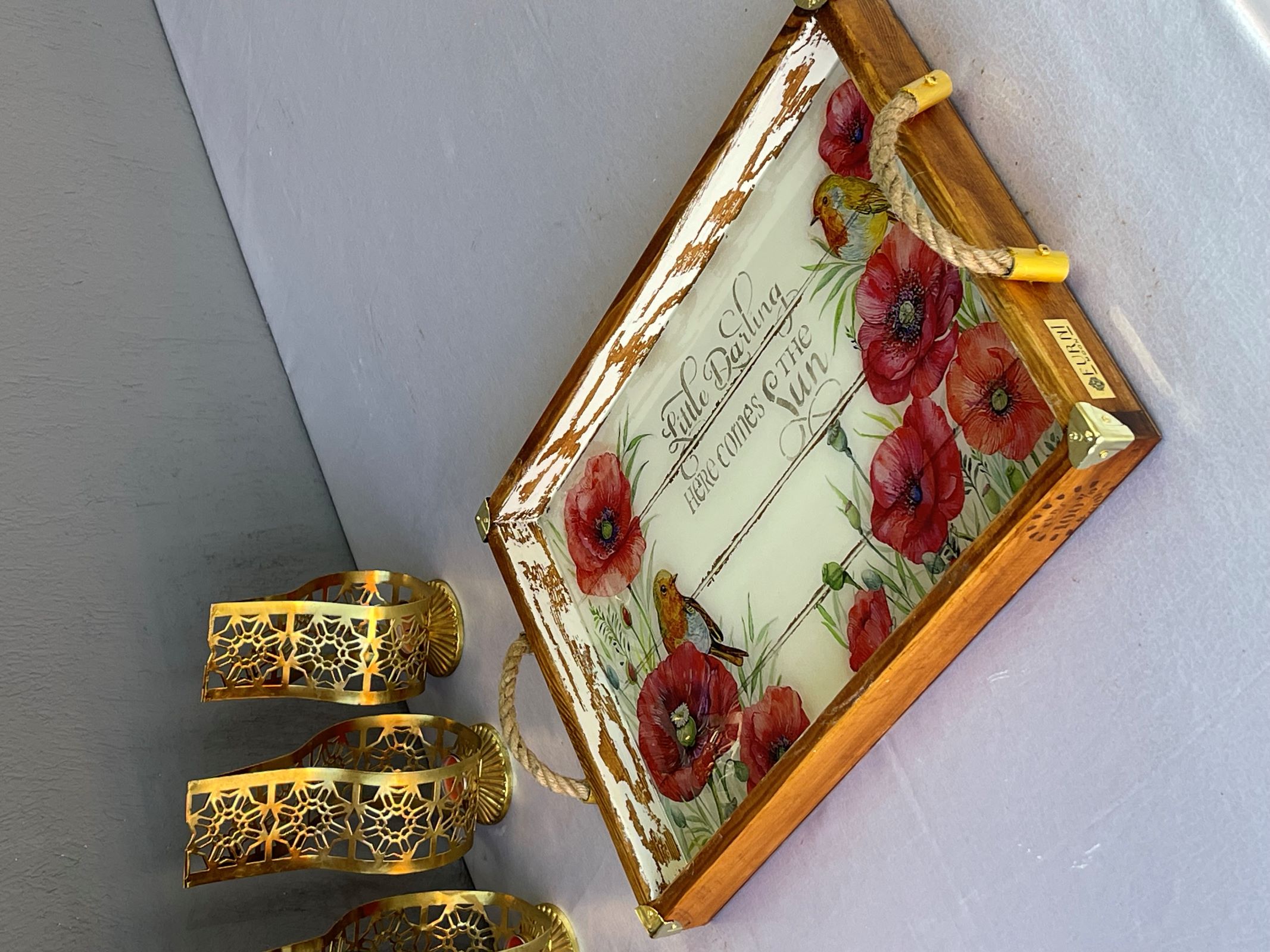 Poppy aged tray 49x 32 cm