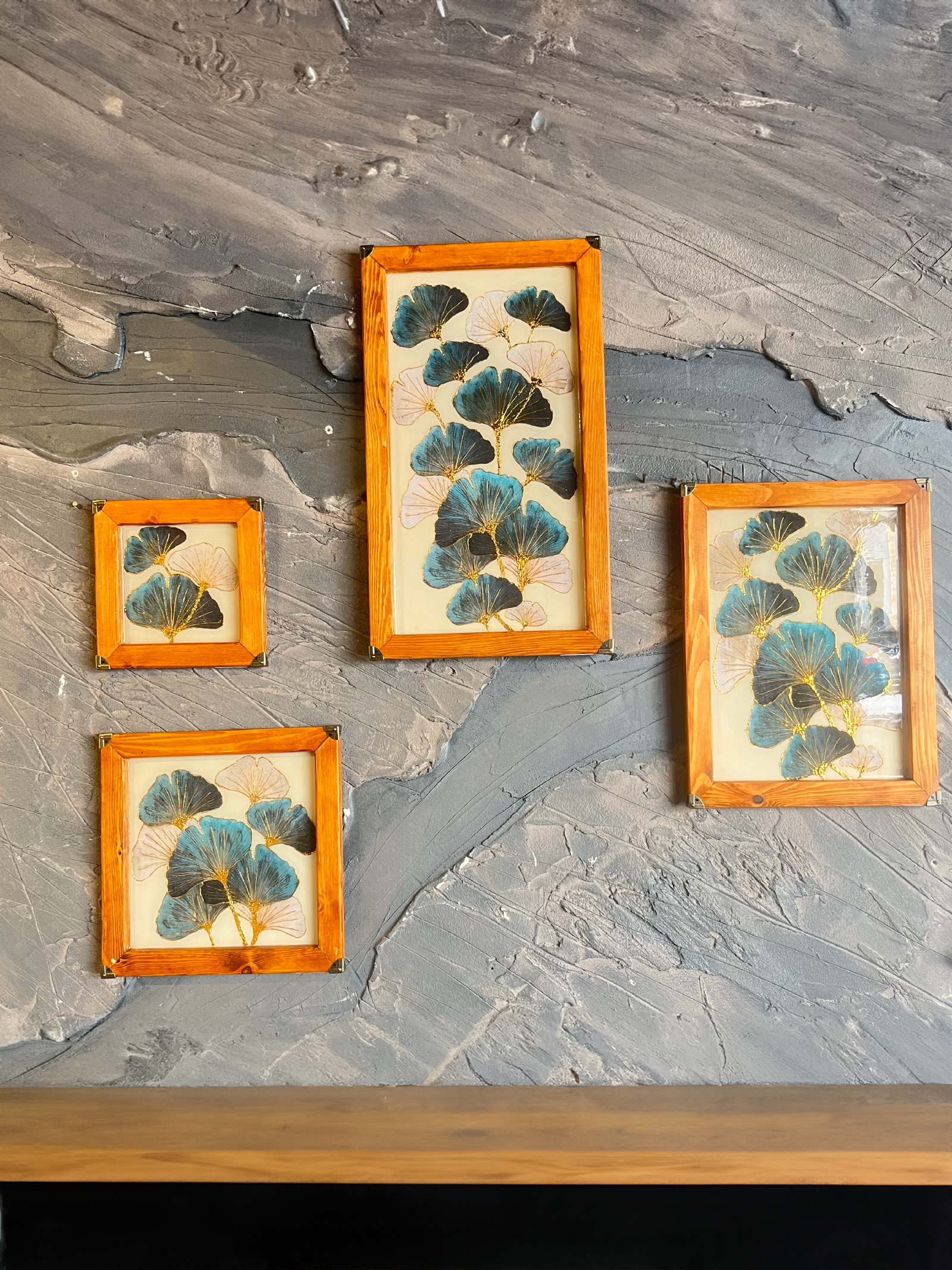 4-	Wall decor Ginkgo Biloba Set