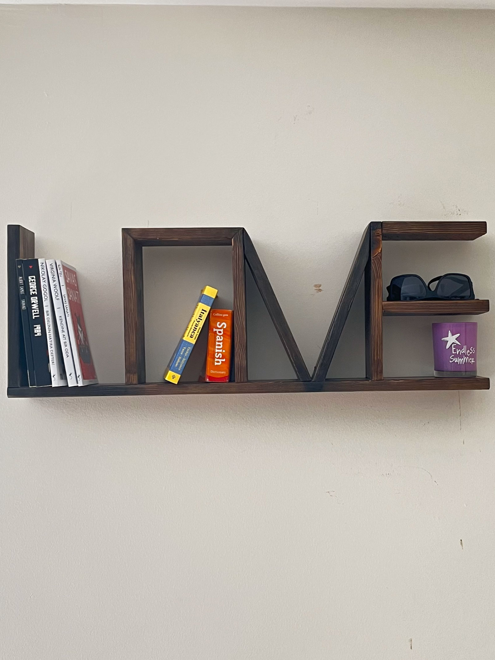 3-	Love-inspired Decorative Wood Book Shelf